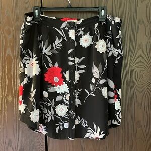 Loft black with floral pattern skirt. Size Large